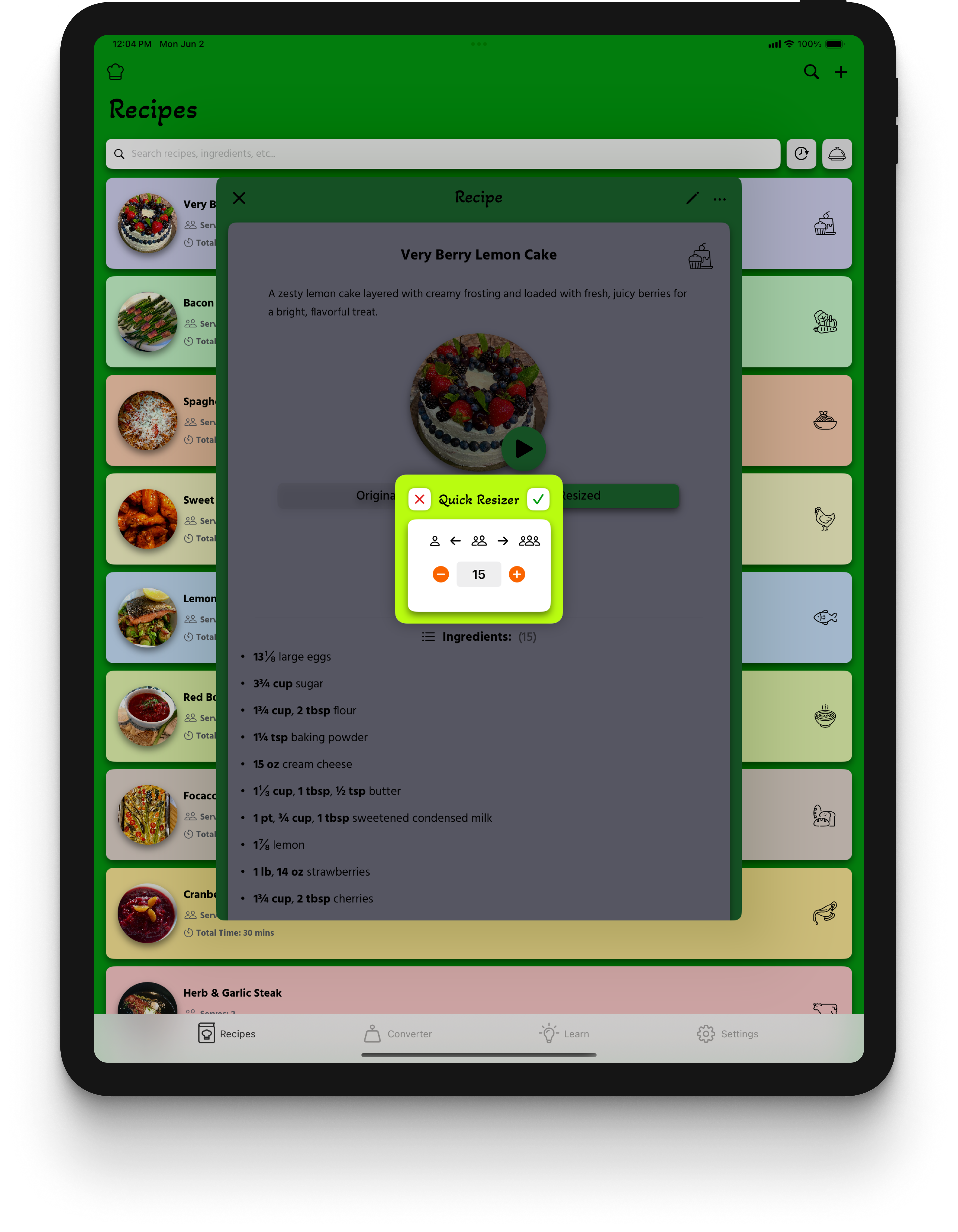 Recipe Resizer iPad Screenshot