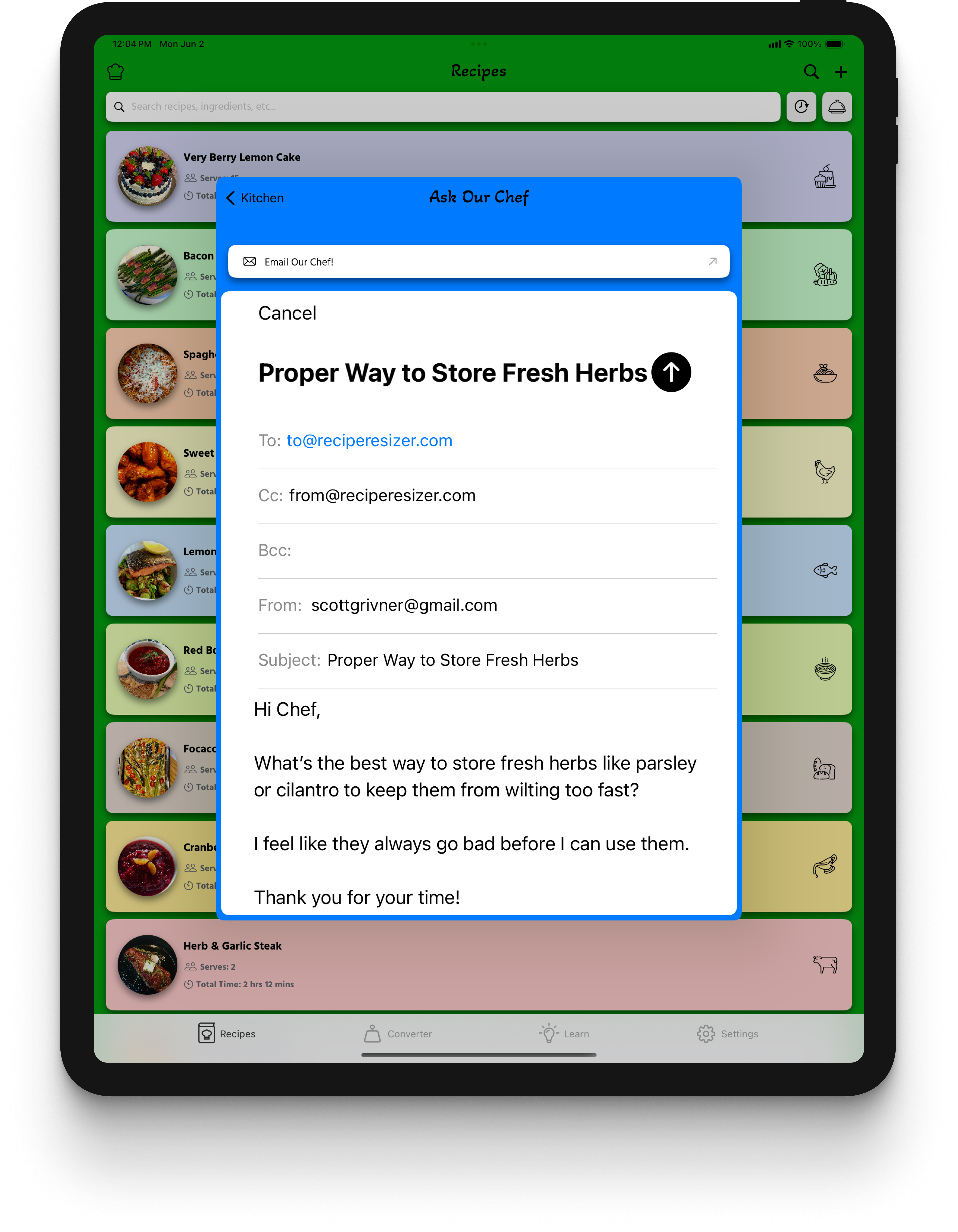 Recipe Resizer iPad Screenshot